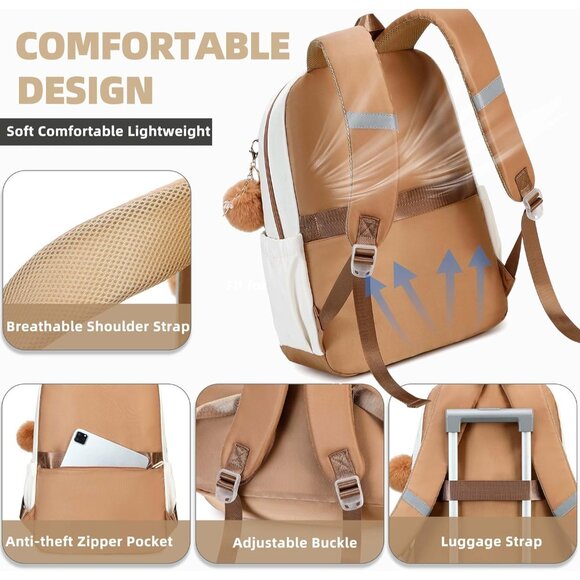 School Backpack for Girls Teens Women 15.6 Laptop College Travel Work Kids - Picture 4 of 6